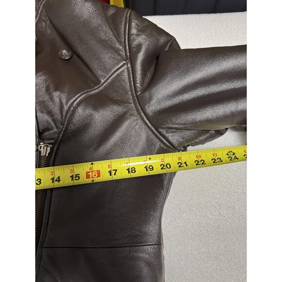 Wilsons Leather Jacket Womens Small Hooded Faux Shearling Belted Coat - Picture 12 of 12